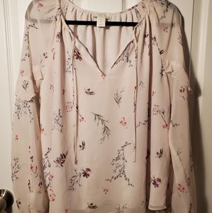 St. TROPEZ West Pink Ruffled Floral Blouse sz L